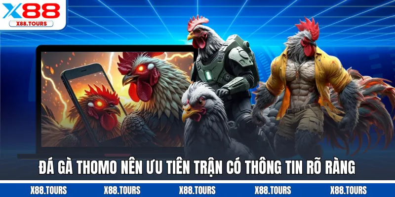 Đá gà Thomo nên ưu tiên trận có thông tin rõ ràng